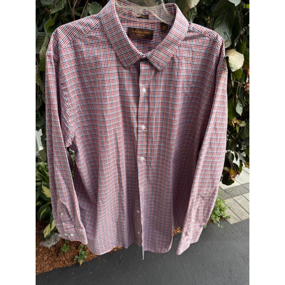Fairlane & Sons Men’s Long Sleeve Plaid Button-Down Shirt XXL Regular Fit